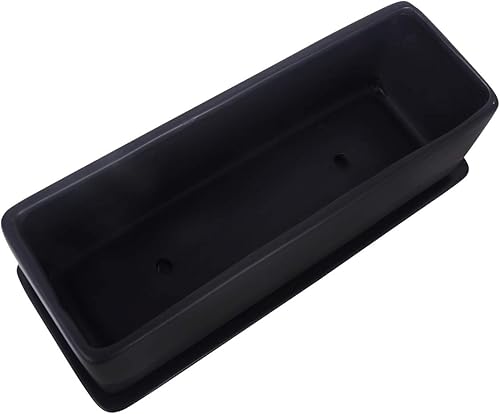 Miniatura 4 de Vencer Maceta rectangular moderna minimalista de cerámica para suculentas de 12 pulgadas, caja con ventana con platillo, soporte de escritorio de