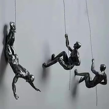 Sculpture, Climbing Man Wall Sculpture, Wall Sculpture Home Decoration, Handmade Resin Sculpture-Perfect Home Decor Gift, 3 Pack Climber Man Wall Art Sculpture for Bedroom, Hallway, Office Wall