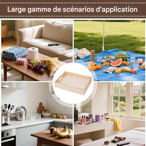 Organizador de almacenamiento de madera decorativo con diseño ondulado chic 5