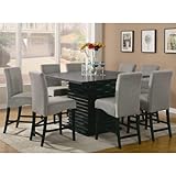 Stanton Contemporary 9pc Counter Height Dining Set Gray Microfiber Rich Black Finish