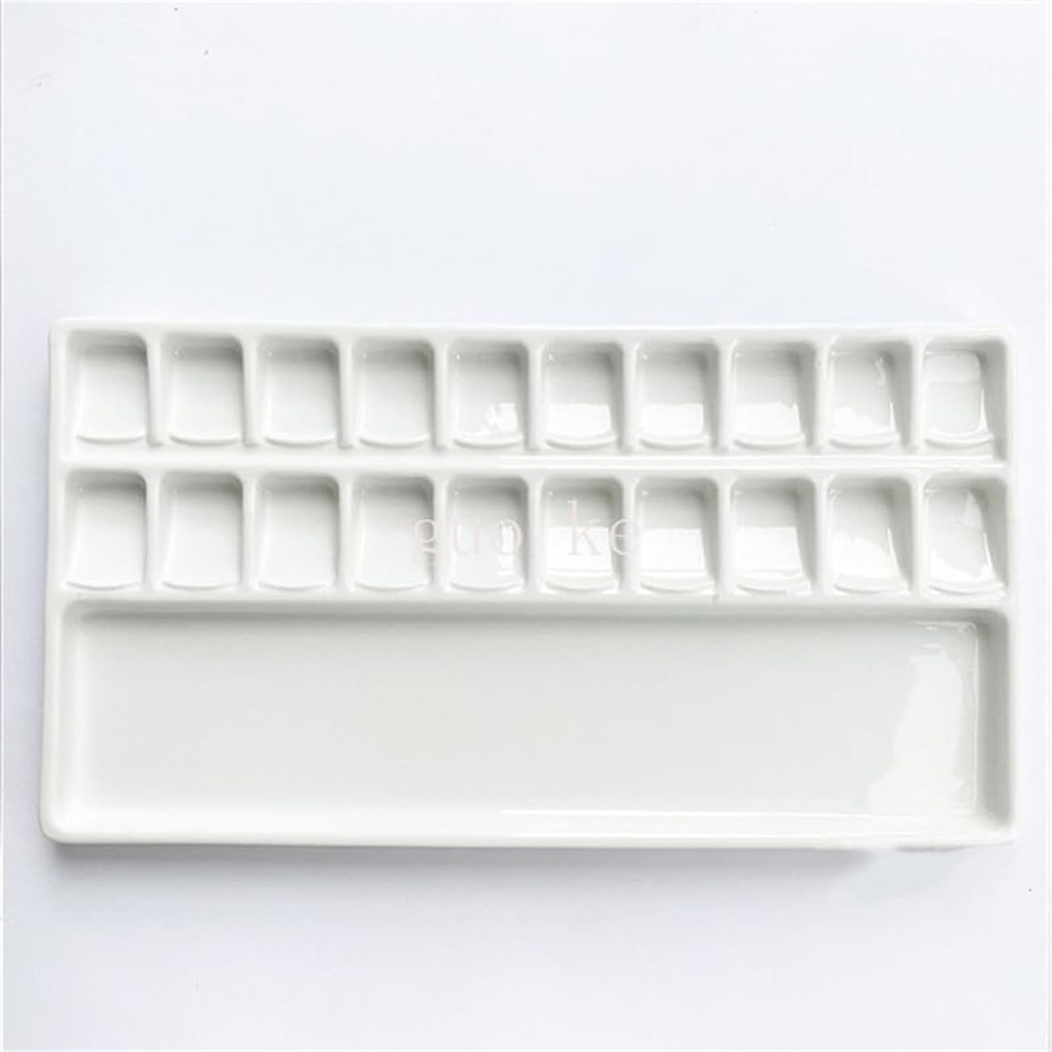 White Porcelain Palette Rectangle 20 Grids 258x136mm for Watercolor and Painting