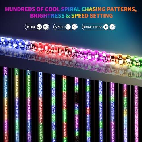 Image of 2PCS 3FT LED Whip Light and 8 Pods Rock Light Kit with Spring Base, Switch, Remote and App Control,Universal for UTV ATV RZR Polaris SXS Can-Am