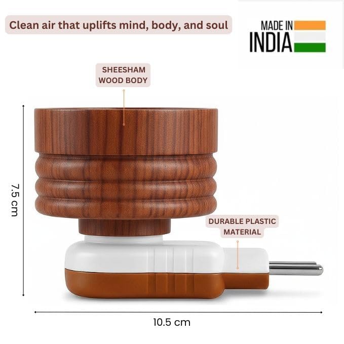 Image of Arano Sheesham Wooden Electric Kapoor Dani - Camphor Burner /Essential Oil Diffuser /Electric Diffuser for Fragrance /Kapur Dani for Pooja, Meditation, Premium Wood (Brown)