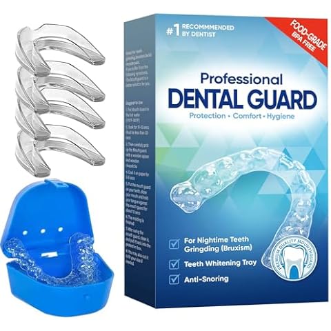 Mouth Guard for Clenching Teeth at Night, 4 Pcs Mouthguards for Grinding of Teeth, Professional Night Guards for Teeth Grinding (4Piece Set/2Sizes) Cover