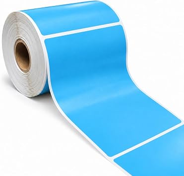 WOD Direct Thermal Sky Blue Labels 4" x 6" - 250 Stickers per Roll Pack of 16 Rectangular Permanent Adhesive for Color Coding, Labeling, Inventory Management at Home, Business, and Classroom.