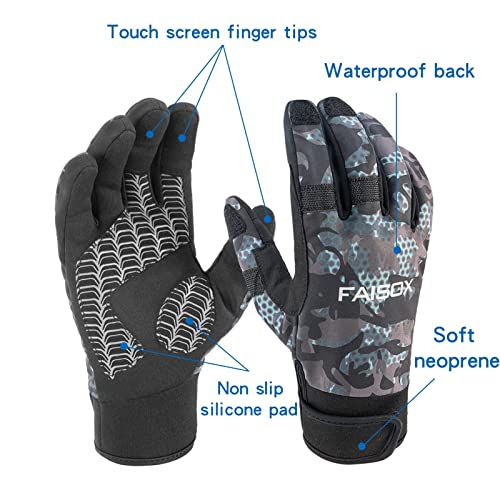 Faisox Winter Fishing Gloves, Touchscreen Water Resistant Gloves For Men And Women Cold Weather,Great For Ice Fishing,Hiking,Hunting (Medium, Black) #TOP2