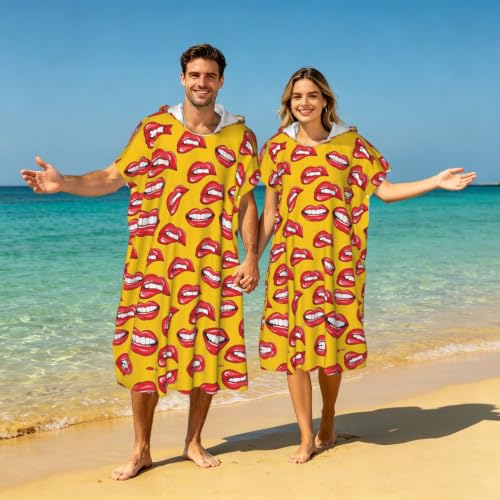Serviette de plage légère style poncho à capuche microfibre pour surf et natation