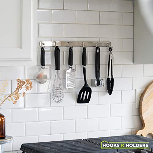 Wall Mounted Coat Rack With 12 Chrome Hooks For Holding Coats, Hats, Towels, And More; Easy To Install With Included Mounting Hardware; Made Of Heavy-Duty Stainless Steel; Hooks N Holders Warranty #TOP3