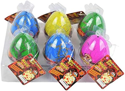 Wenosda Dino Dinosaur Dragon Eggs Hatching Growing Toy Large Size (6pcs, Colorful Crack)