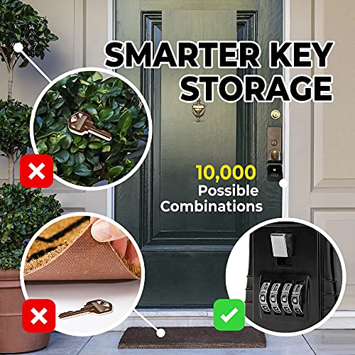 Lion Locks 1500 Key Storage Lockbox, Set-Your-Own Code Lock Portable Key Holder, Rust-Proof, Secure Outdoor Key Safe, Hide-A-Key Safe Box Lock Box, Airbnb, Construction (2-Pack/Black) #TOP5