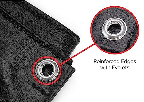 Image of SIGMA (LABLE) 30FT X 18FT 230 GSM Waterproof Tarpaulin Heavy Duty HDPE Sheet Super Strong Tadpatri 250 Micron UV Treated Rain, Roof, Shed Protection Multipurpose Cover, Black (Eyelets Every 3ft)