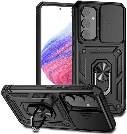 Coverzone Samsung Galaxy A54 İle Uyumlu PhoenixShield Sürgülü Sistem Kamera Korumalı Kapak Tam Koruma Manyetik Vega Kapak Siyah - Görsel 1