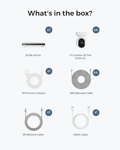 Miniatura 8 de Reolink Sistema de cámara de seguridad 4K con seguimiento automático PT, inclinación de 355  Pan 50, cámaras PoE 4K para vigilancia doméstica con