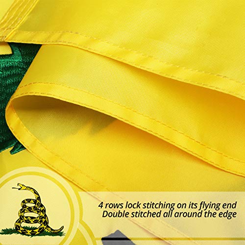 Anley Série EverStrong Bordada Não Pise em Mim Bandeira Gadsden 3x5 Pés - Bordado e Cabeçalho de Lon