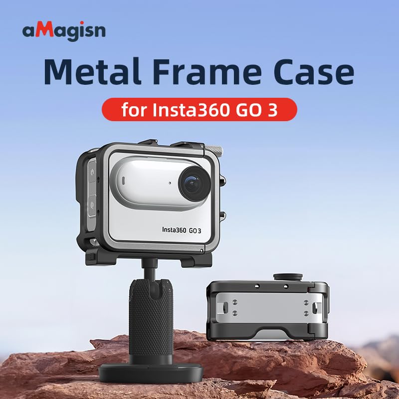 Image of Aluminum Frame Cage with Lens Silicone Corver Case and Screen Protector for Insta360 GO 3,Metal Protective Durable Housing Case with Cold Shoe Mount (Model Number 1)
