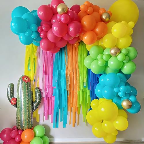 Image of YMSZ Rainbow Balloons, 67pcs 12 Inch Colorful Party Balloons for Birthday, Baby Shower, Engagement, Wedding Party Decorations