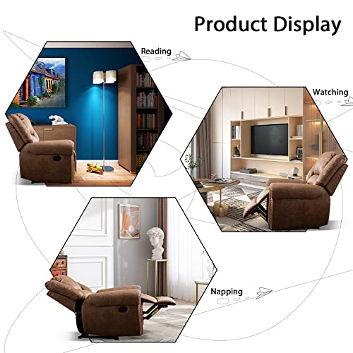 Inzoy Leather Recliner Chair, Heavy Duty Manual Reclining Sofa Single Lounge Sofa For Living Room, Home Theater Seating, Light Brown #TOP6