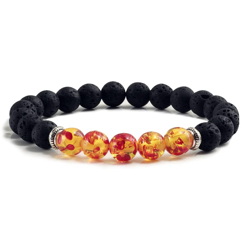 Bracelet pierre volcanique homme contre le stress : perles de lave noire équilibre