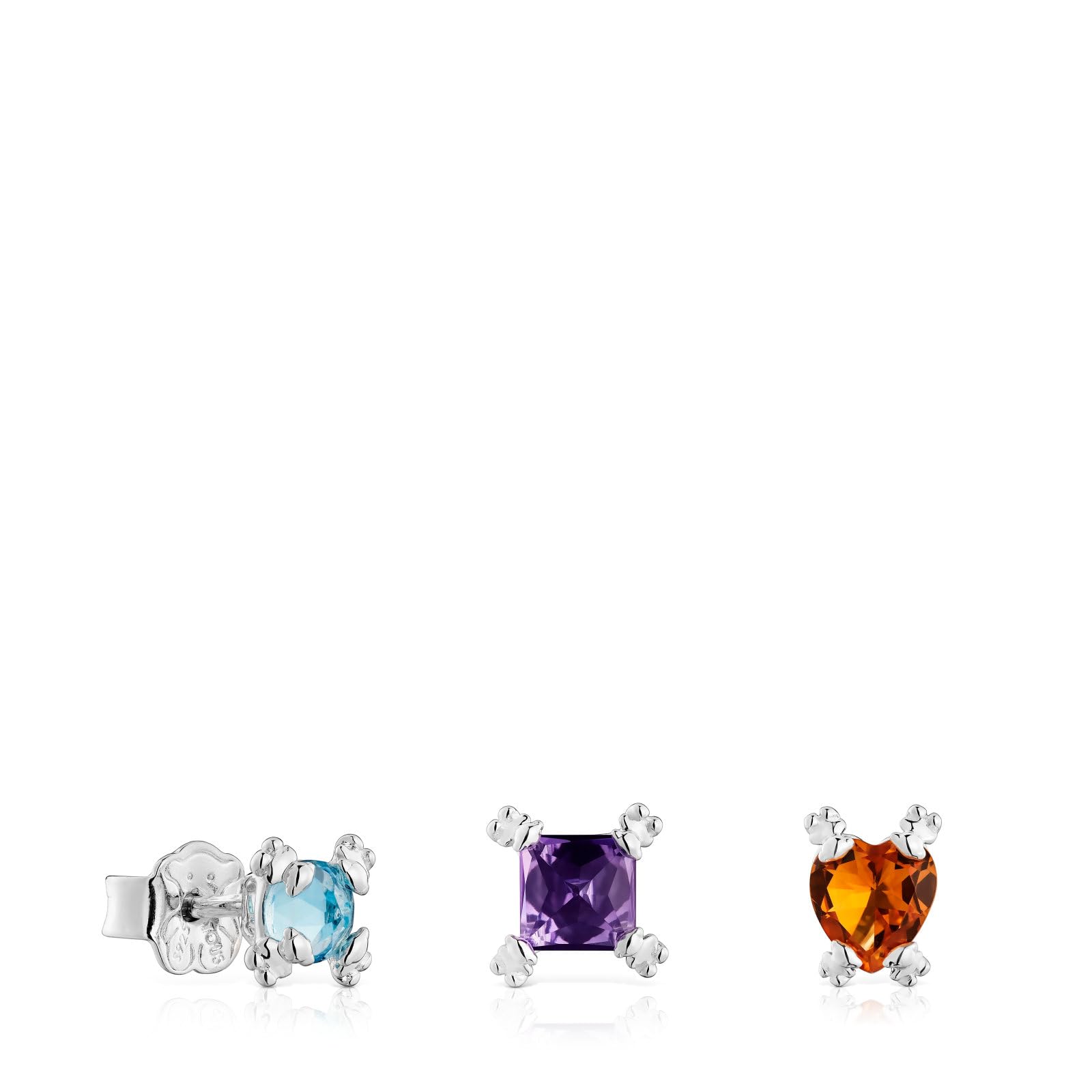 TOUS Pack de Tres Pendientes para Mujer de Plata de Primera Ley y Gemas, Colección Color Pills
