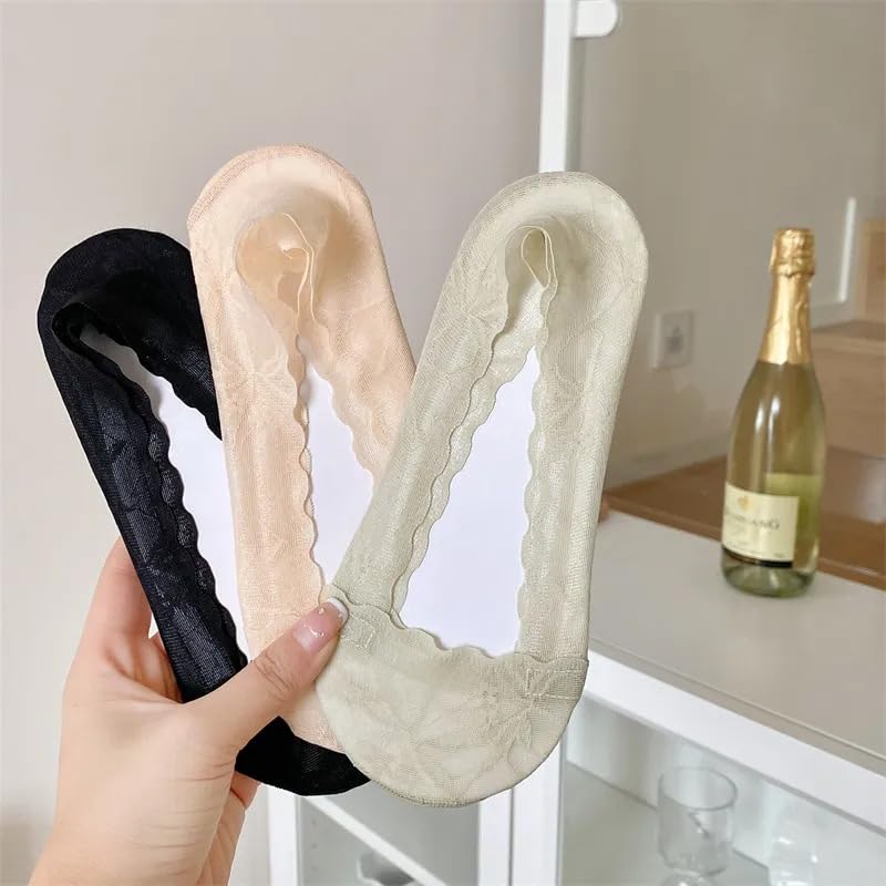 Digital Shoppy Maple Leaf Shallow Mouth Lace Invisible Terry Bottom Women's Low-cut Liners Socks 3