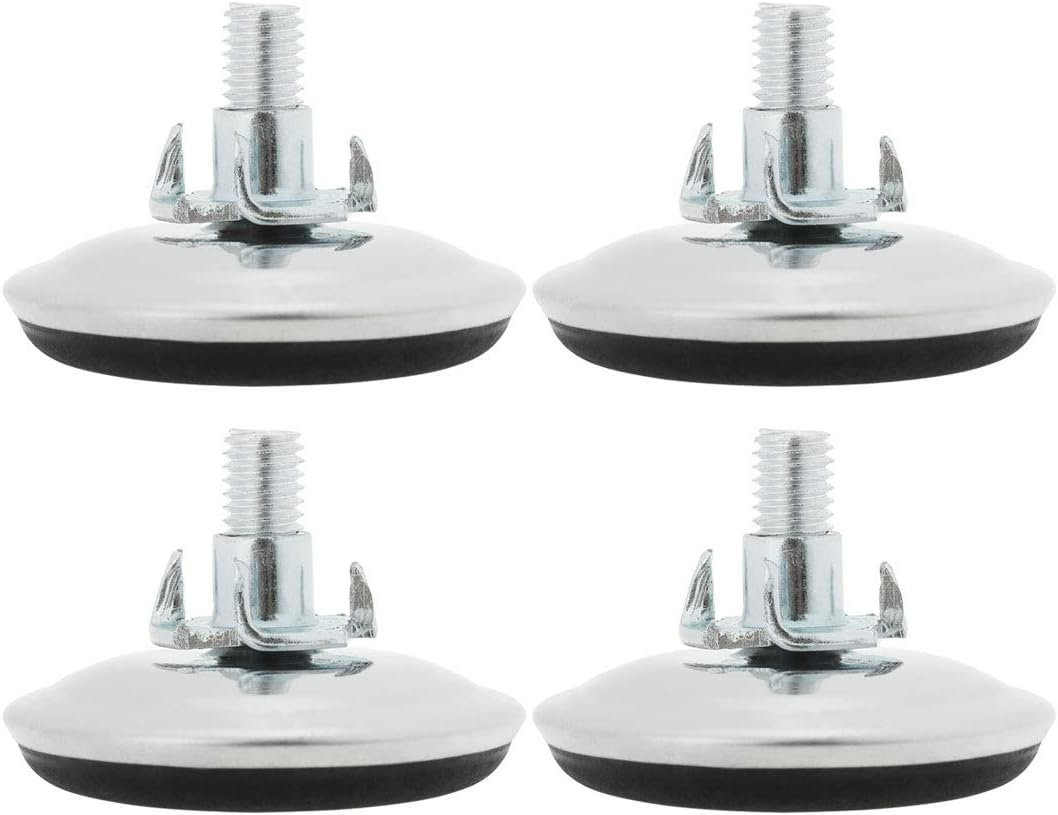 Sourcingmap M8 x 15 x 50mm Screw on Furniture Glide Leveling Feet Equipment Protector Adjuster Cover with T-Nuts for Machine Chair Leg 4pcs