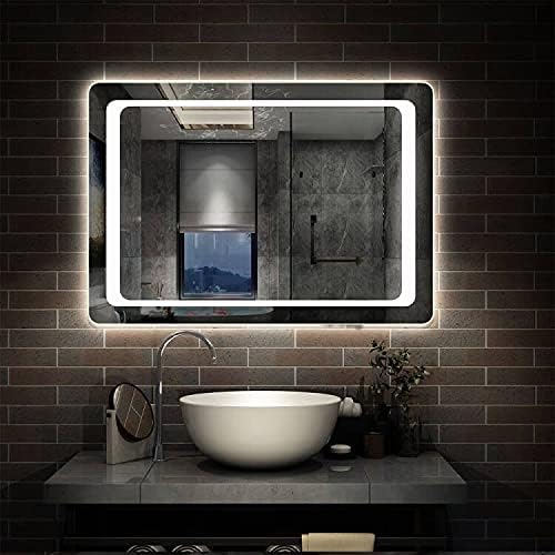 BYB Bathroom Mirror with Lights,700x500mm with Demister Pad,IR Motion Sensor Touch IP44 Rated