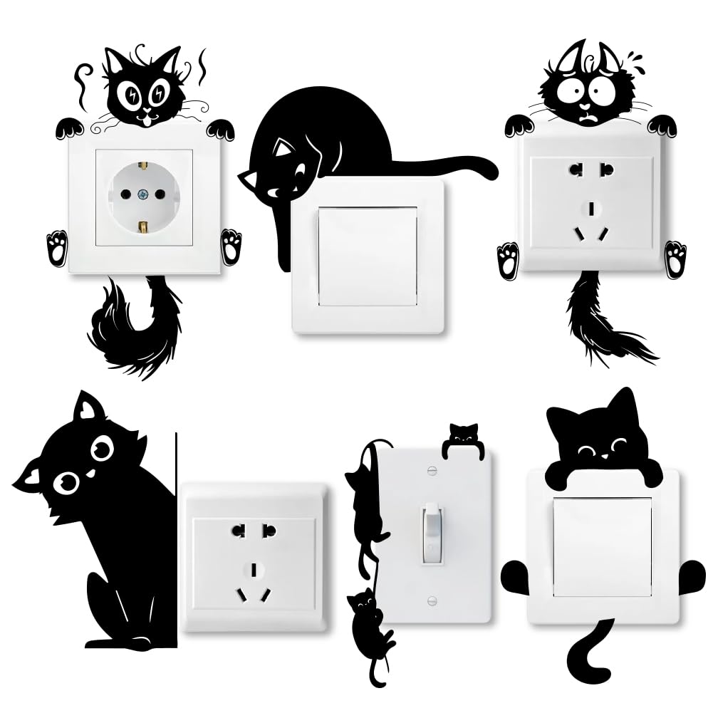 Stickers interrupteur chats noirs pour protéger les murs des traces de doigts