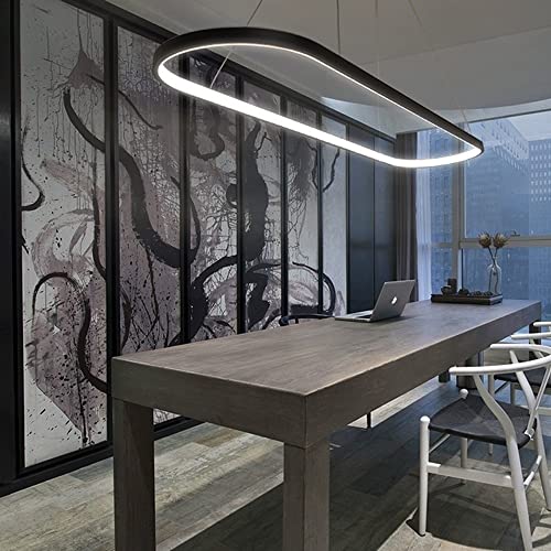 Plafonnier LED dimmable noir suspension design moderne en aluminium et PMMA pour salon - 3