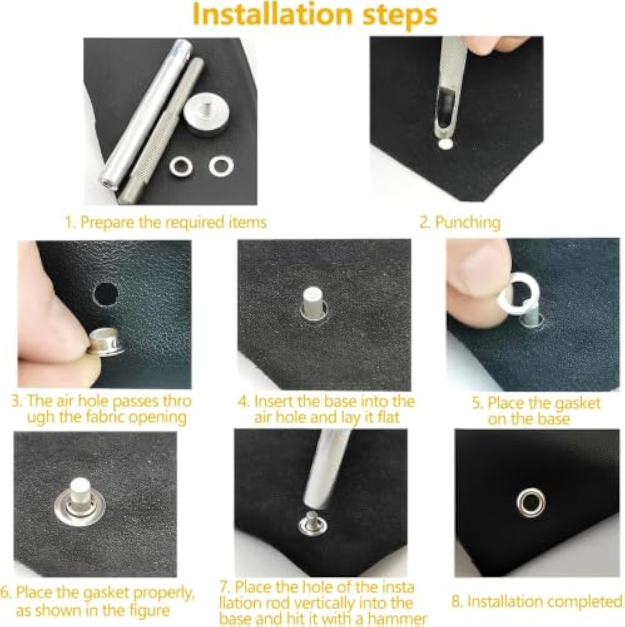 400Pcs Grommet Kit with Punch Tools for Leather and Fabric