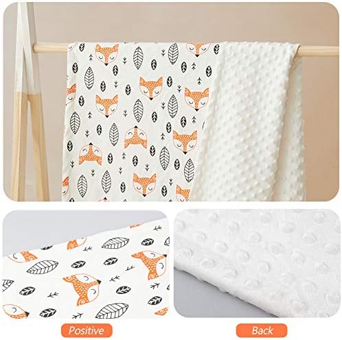 RONGRONG Baby Blanket with Dotted Backing for Newborn, Soft Warm Cozy Cotton Car Seat Blanket for Baby Boys and Girls, Pram Nursery Blankets for Travel, Outdoor, Decorative (Orange Fox 75x120 cm)