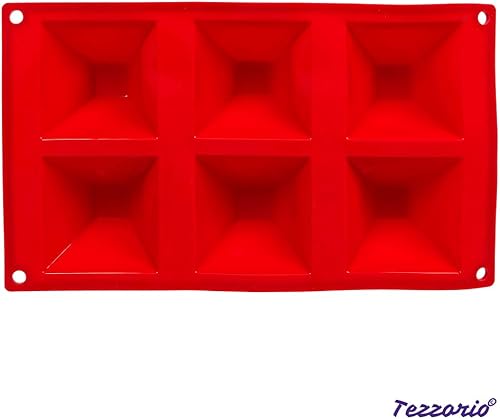 Miniatura 5 de Tezzorio Molde para hornear de silicona piramidal de 6 cavidades, libre de BPA, moldes para hornear antiadherentesmoldes para pasteles