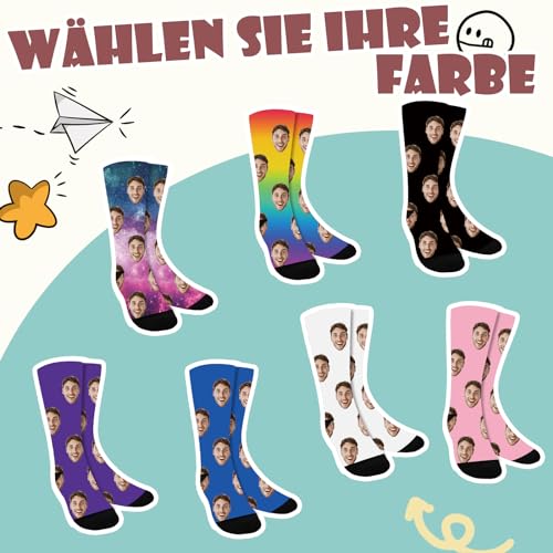 ALBK Personalisierte Socken mit Foto und Gesicht - Individuelle Bilder für Unisex, Damen, Herren - Lustige Weihnachten Geburtstagsgeschenk