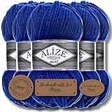 Contenu de la livraison : 3 étiquettes Hobby YARN et 5 x 100 g de laine Alize Superlana Maxi.