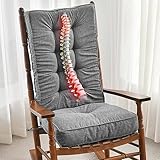 SUNROX Memory Foam Jumbo Rocking Chair Cushions, FadeShield Water Resistant Non Slip Durable Tufted Pads, Set of Seat & Back Cushion with Ties for Indoor/Outdoor Rocker, 2 Piece, Heather Charcoal