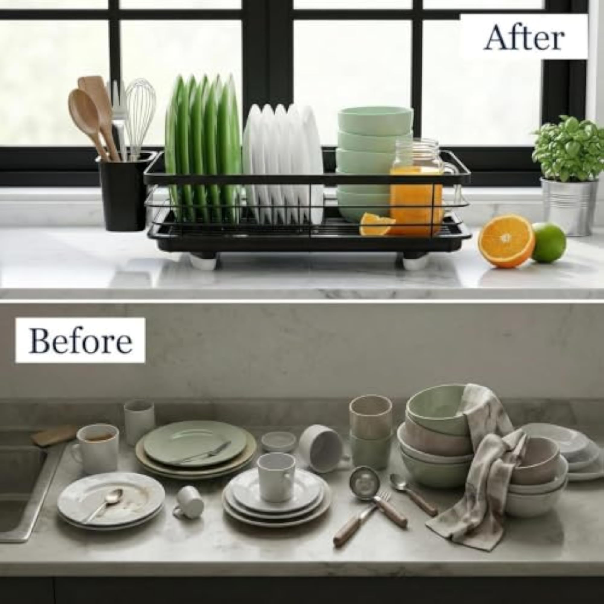 Dish Drying Rack Heavy Stainless Steel Kitchen with Drain Tray