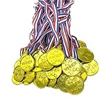 Oisinlas 50 medallas ganadoras de plástico dorado para niños, deportes escolares, competiciones de fútbol, olímpicos, juegos, espectáculos de talentos, gimnasia, recuerdos de fiesta, disfraces o