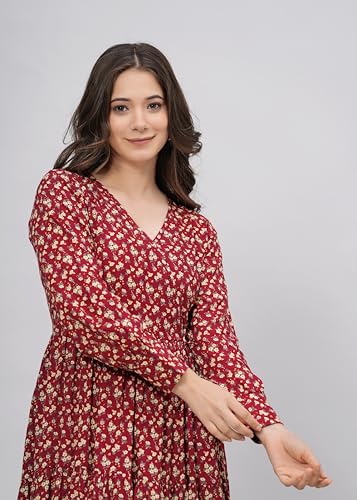 Image of Daevish Women's Rayon Fit and Flare Midi Casual Dress