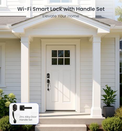 Veise VE017G-H Wi-Fi Smart Door Lock Deadbolt with Handle Set, Matte Black - image 8