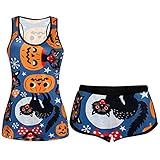 Set Damen Print Polyester 2tlg Baseball Top Und Short Soft Sommer Ärmellose Top Und Short Frauenkleidern Boxy Rundhals Lässige Blau