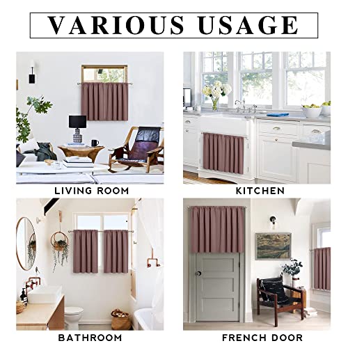 RYB HOME Small Curtains Blackout - Privacy Energy Efficiency Mini Curtains for Kids Bedroom RV Camper Windows Trailer Bathroom Kitchen Cabinet Door Window, W 29 x L 36, Wild Rose, 2 Panels