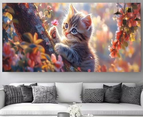 Diamond painting XXL chat 5D complet avec strass brillants haute précision