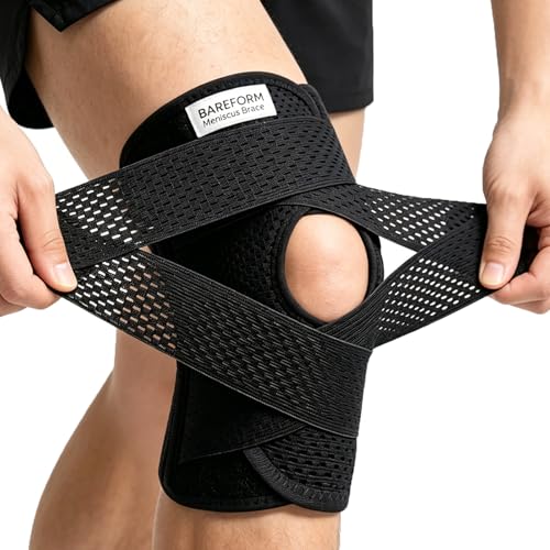 Bareform Meniscus Brace. Relieves Knee Pain And Meniscus Tears And Provides Patellar Support. Suitable For Running Squats Basketball Fitness And Other Sports. Sizes M-XXl Unisex. (Large)