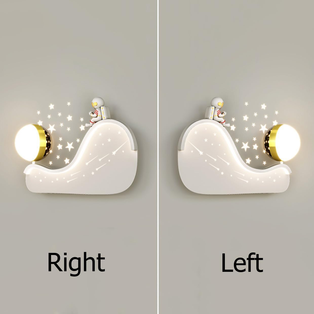 Kids Wall Light Decor Astronaut Modern Light Luxury Dimmable LED Wall Sconce Projection Stars Starry Wall Night Light Modern White Bedside Wall Mounted Lamp for Children Bedroom Nursery