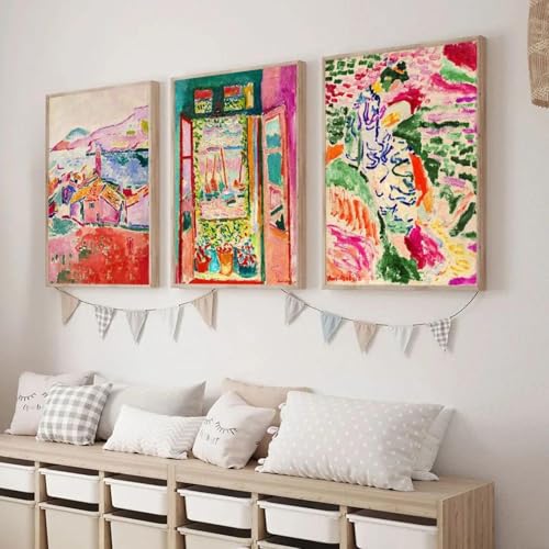 Affiches Henri Matisse 20x35cm avec cadre intérieur lot de 3 peintures sur toile de galerie d'art
