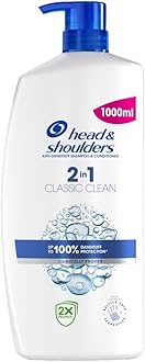 Head & Shoulders Anti-Dandruff Shampoo, 2in1 Classic Clean 1000ml VALUE PACK Shampoo For Men & Women, Targets Dandruff Root Cause For Up To 100% Flake-Free, Clinically Proven Deep Clean