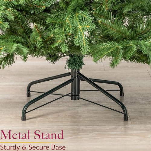 Christow Artificial Christmas Tree 8ft, Realistic Nordmann Fir with Lifelike PE & PVC Tips, Rustic Woodland Shape, Hinged Branches, Twist-Lock Poles, Green Metal Stand for Easy Display, 240cm x 145cm - Image 5