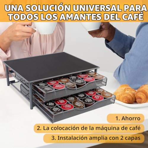 Miniatura 6 de Bbwell Soporte Para Cápsulas De Café,Cajón Para Almacenar Cápsulas,Dispensador De Capsulas,Almacenamiento De Cápsulas De Gran For Dolce Gusto,Capacidad Para El Hogar,Oficina,Café