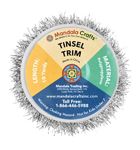 Mandala Crafts Silver Metallic Tinsel Garland Decor - Thin Tinsel Ribbon - Mini Garland For Christmas Tree Decoration Wedding Birthday Party Supplies #TOP3