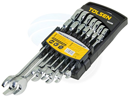 Tolsen 7Pcs Flexible Head Combination Ratchet Spanner Set