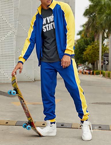 Men's Activewear Full Zip Warm Tracksuit Sports Set Casual Sweat Suit, Blue-S #TOP1